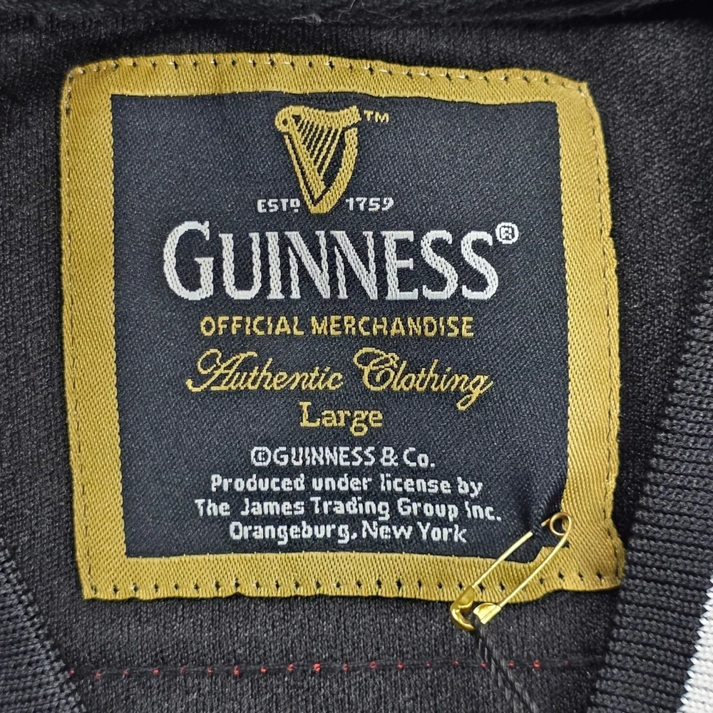 NEW Guinness Hockey Jersey Men Large Black Red White Lace Up G3003-L Embroidered - Picture 8 of 13